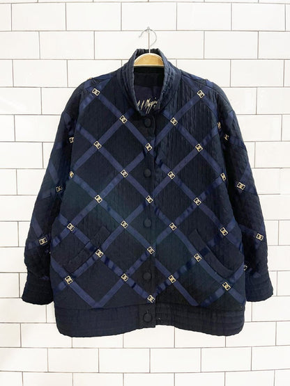 vintage 80s peter nygard 100% silk quilted harness jacket | union made - good market thrift store