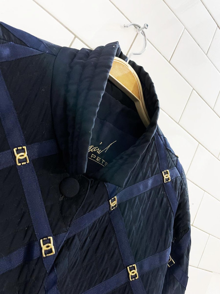 vintage 80s peter nygard 100% silk quilted harness jacket | union made - good market thrift store