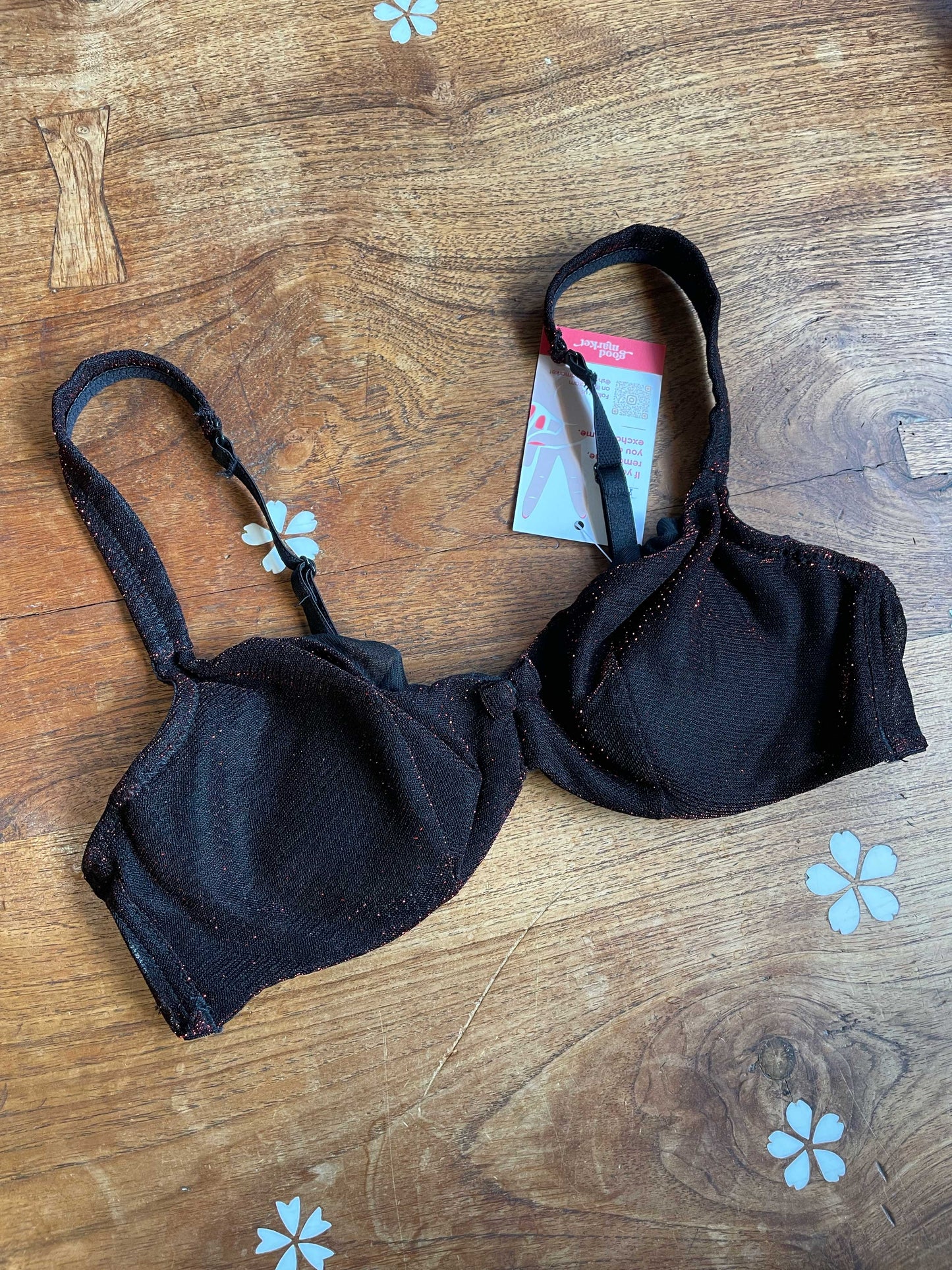 vintage jessica red metallic mesh underwire bra
