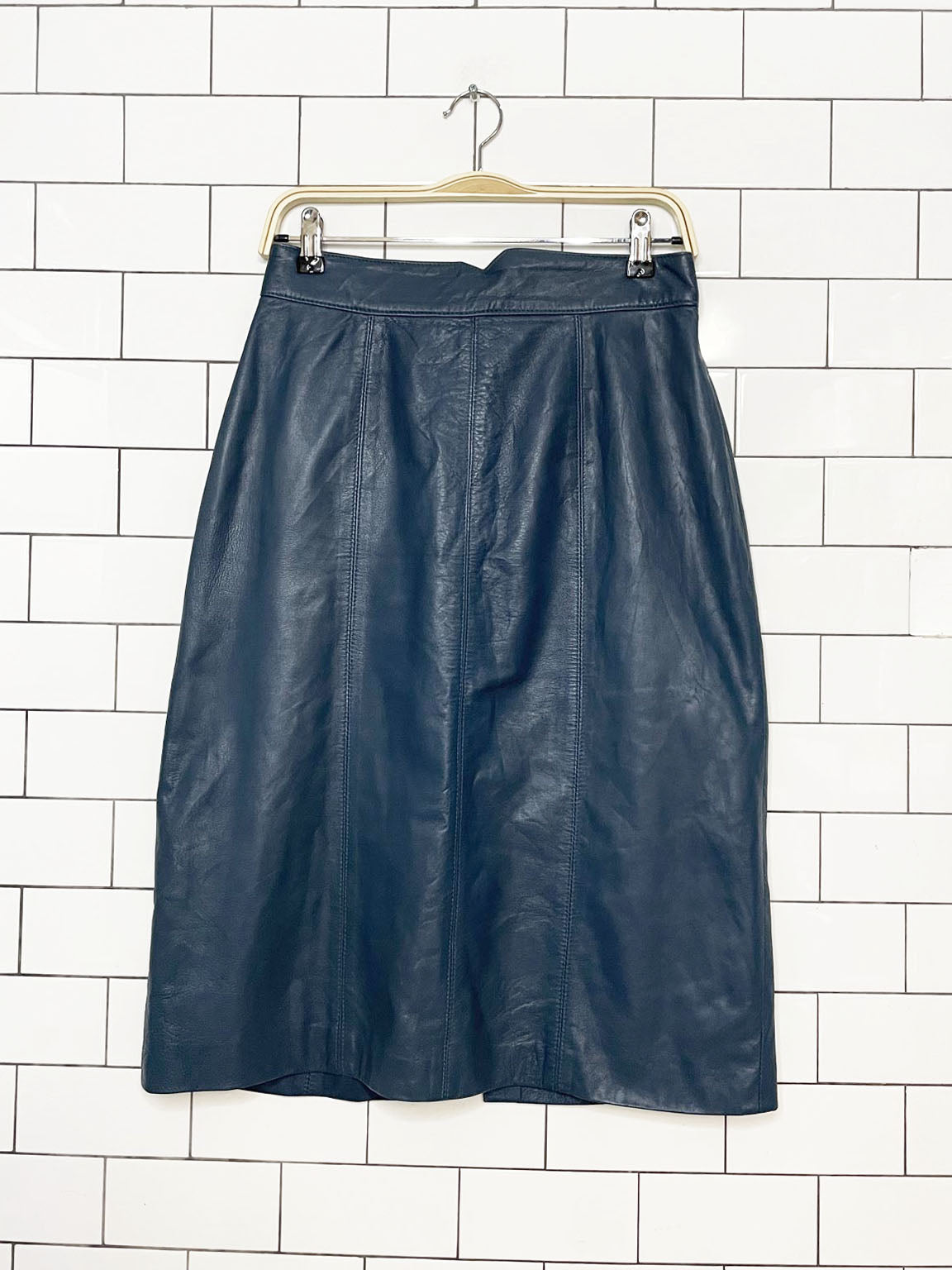 vintage EW leather tailor butter leather midi skirt | lambskin