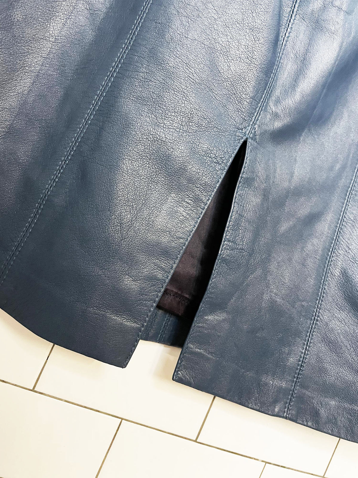 vintage EW leather tailor butter leather midi skirt | lambskin