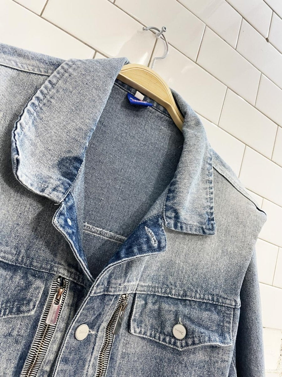 n - 52trw power shoulder denim jacket - good market thrift store