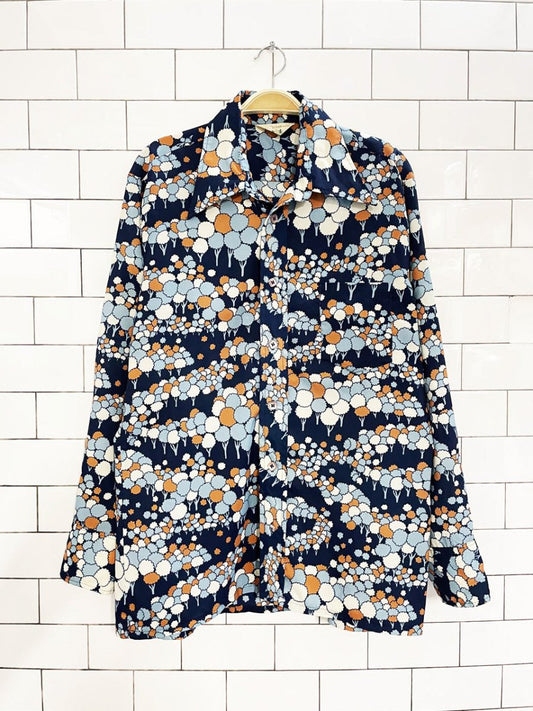 vintage 70s maison briar house daggar collar poly - satin shirt - good market thrift store