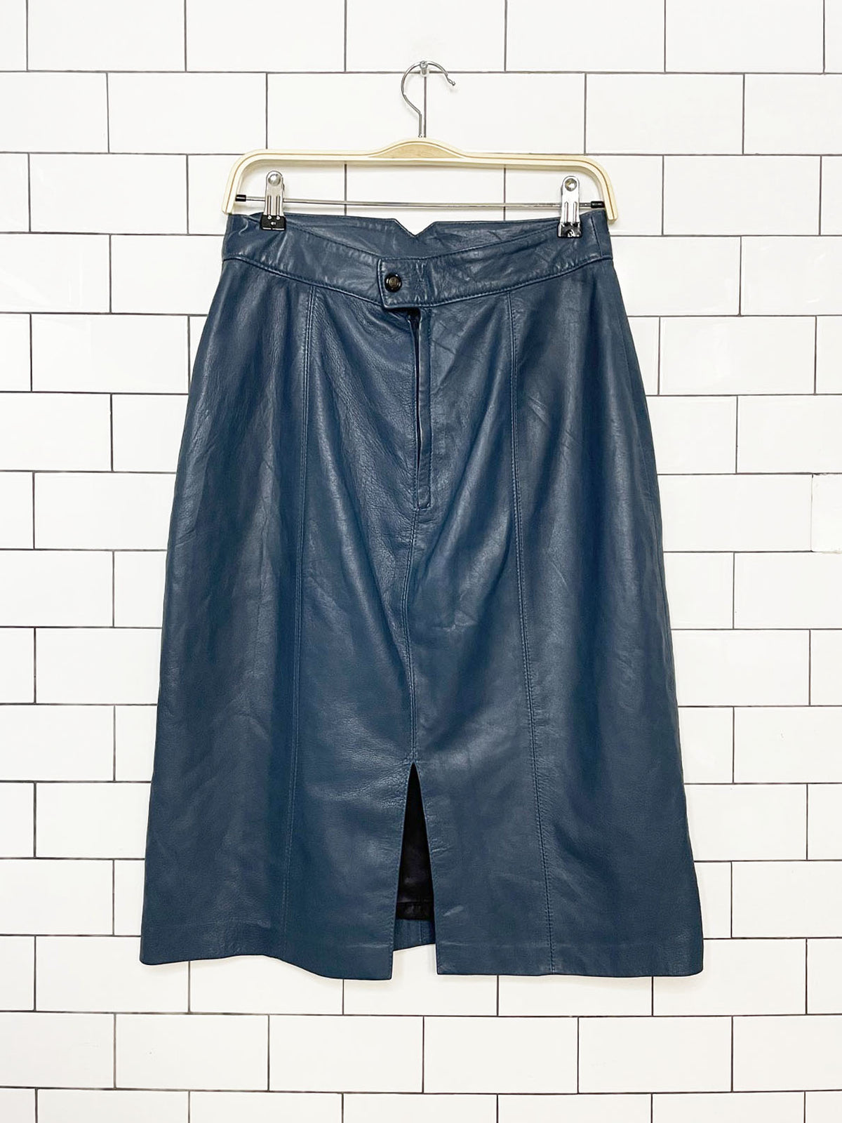 vintage EW leather tailor butter leather midi skirt | lambskin