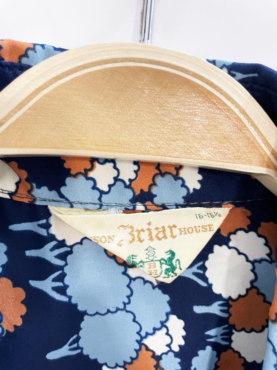 vintage 70s maison briar house daggar collar poly - satin shirt - good market thrift store