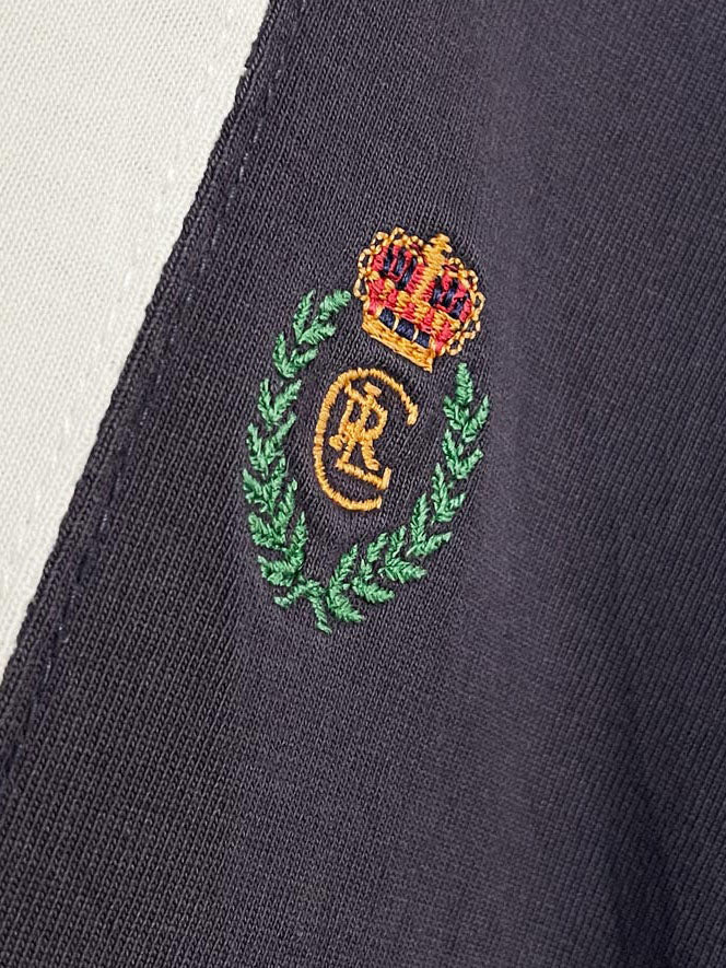 vintage 90s chaps ralph lauren crested colour block long sleeve rugby shirt