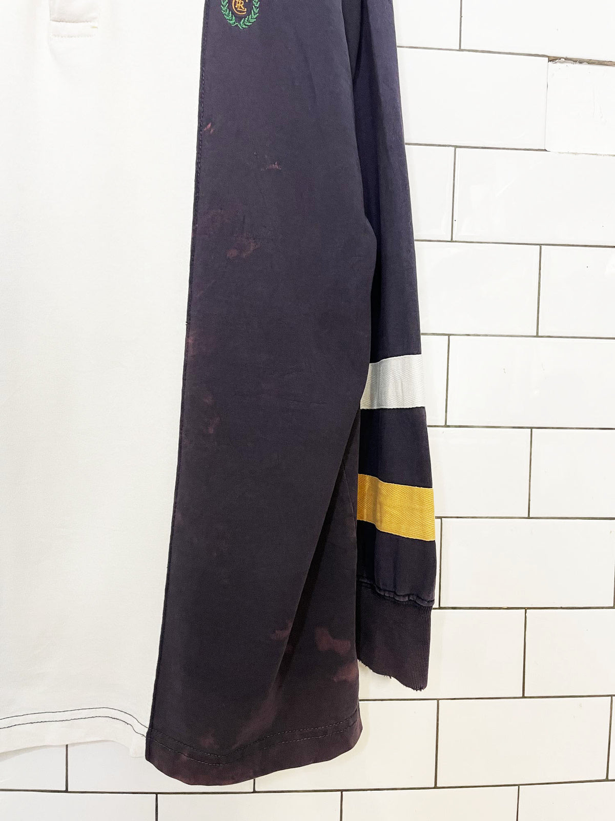 vintage 90s chaps ralph lauren crested colour block long sleeve rugby shirt