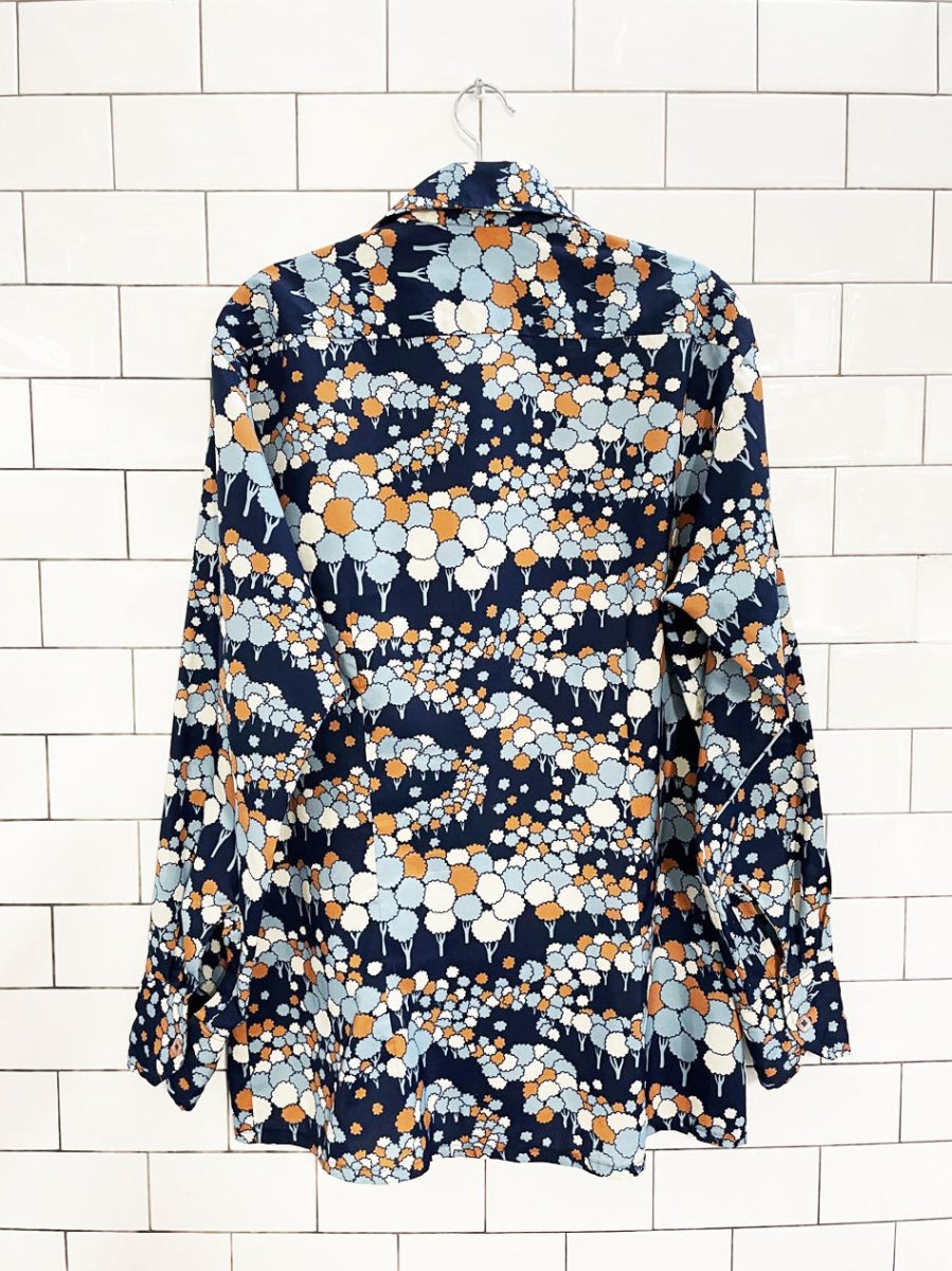 vintage 70s maison briar house daggar collar poly - satin shirt - good market thrift store