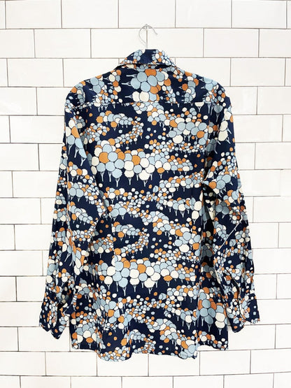 vintage 70s maison briar house daggar collar poly - satin shirt - good market thrift store