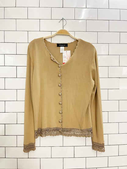 vintage 00s jones new york crochet trim cardigan top - good market thrift store