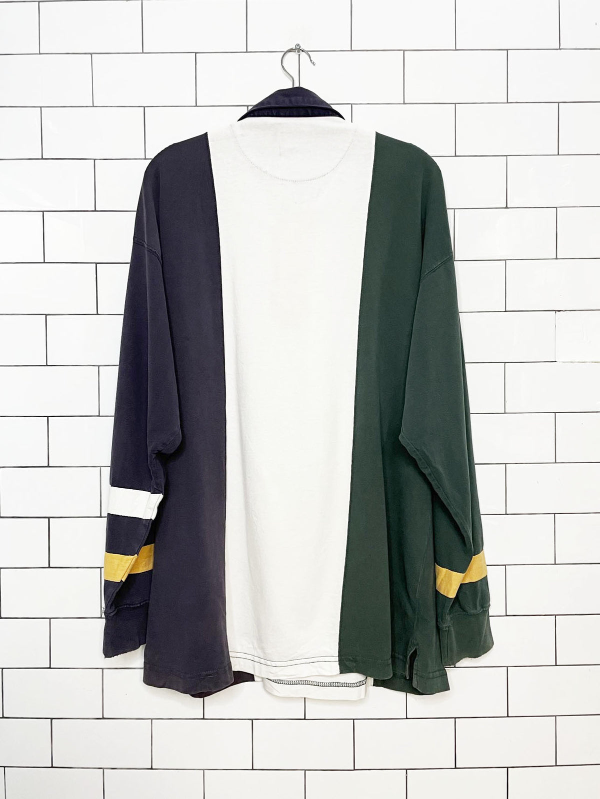 vintage 90s chaps ralph lauren crested colour block long sleeve rugby shirt