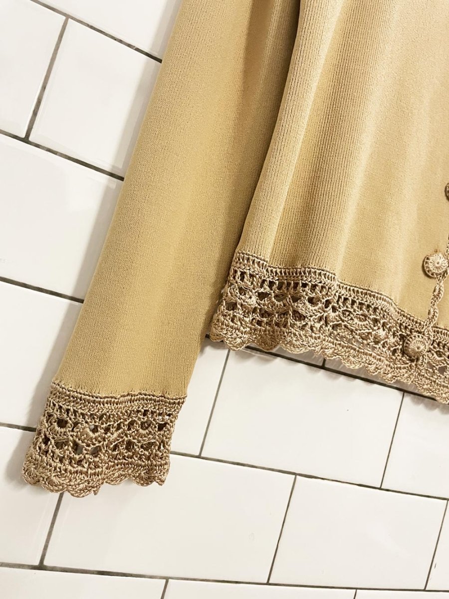 vintage 00s jones new york crochet trim cardigan top - good market thrift store