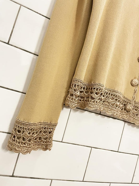 vintage 00s jones new york crochet trim cardigan top - good market thrift store