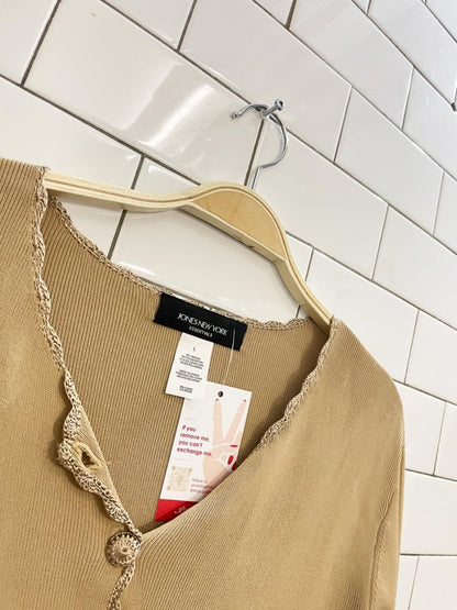 vintage 00s jones new york crochet trim cardigan top - good market thrift store