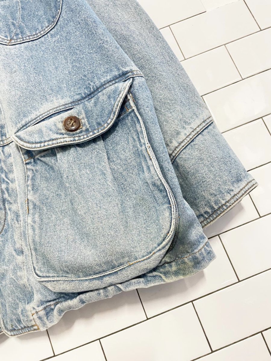 vintage 90s american eagle outfitters leather collar denim chore coat - good market thrift store