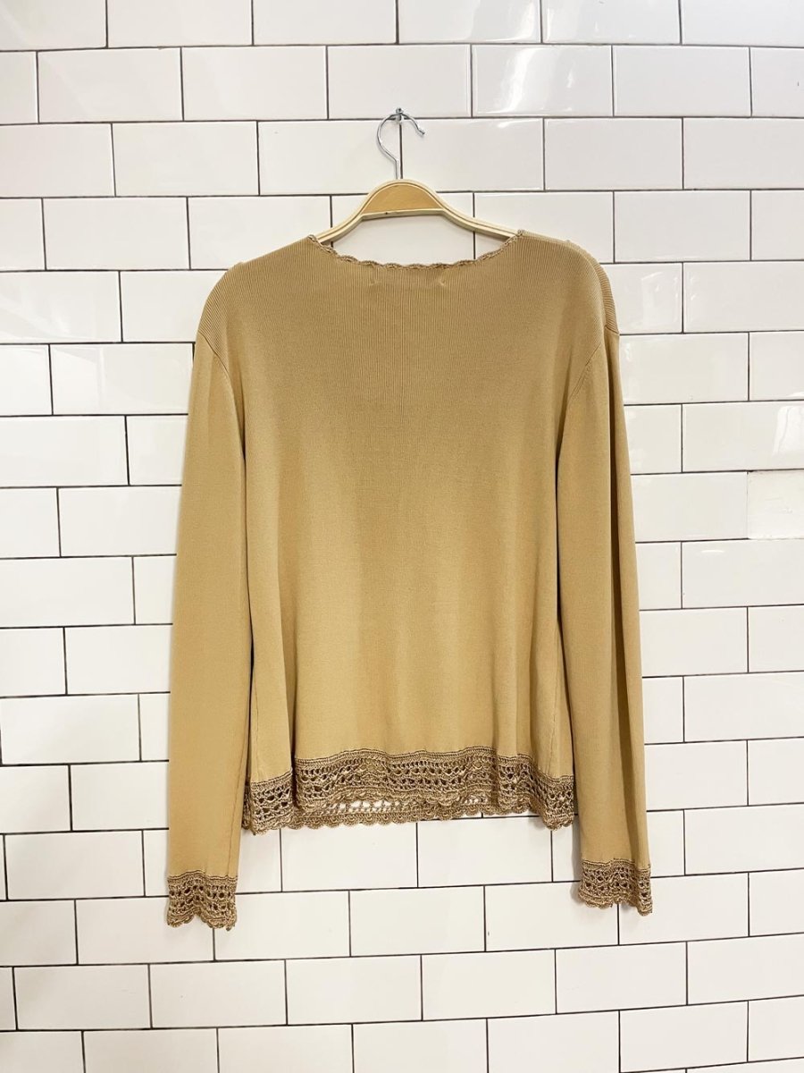 vintage 00s jones new york crochet trim cardigan top - good market thrift store
