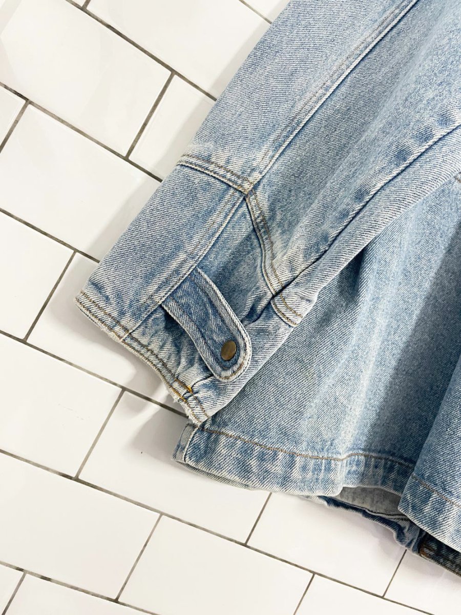 vintage 90s american eagle outfitters leather collar denim chore coat - good market thrift store