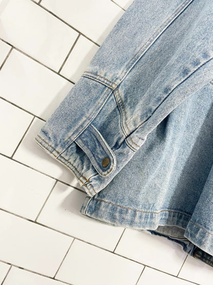 vintage 90s american eagle outfitters leather collar denim chore coat - good market thrift store