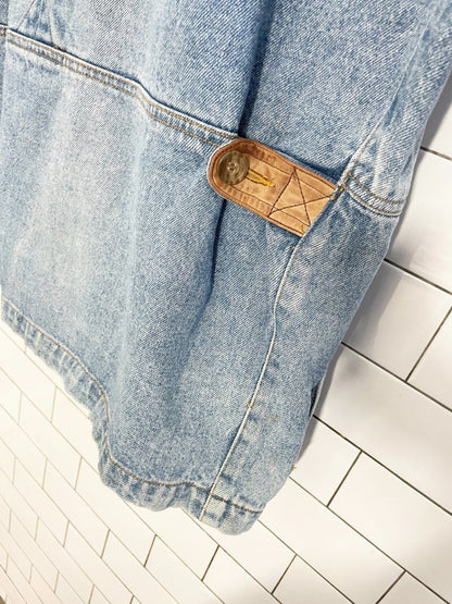 vintage 90s american eagle outfitters leather collar denim chore coat - good market thrift store