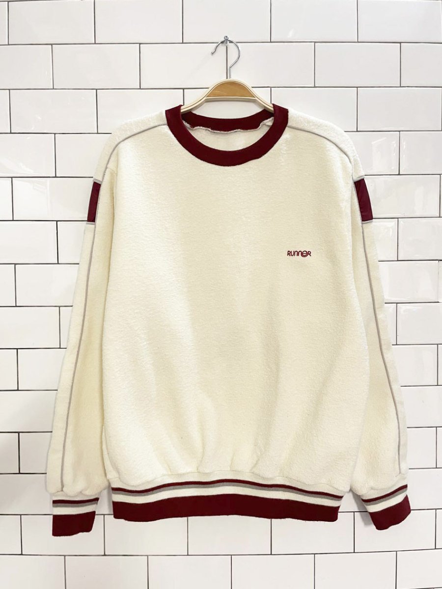 vintage 80s runner fuzzy terry knit cuff sweatshirt - good market thrift store