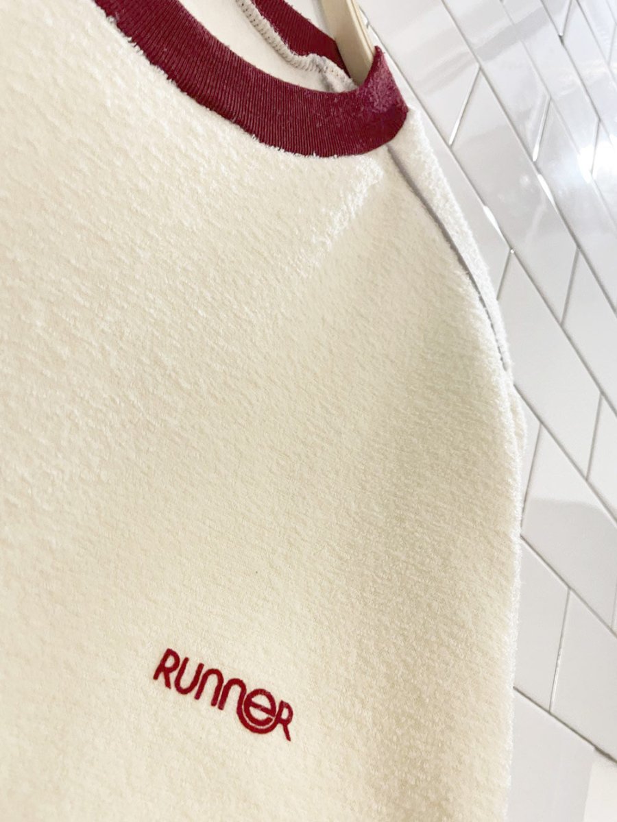 vintage 80s runner fuzzy terry knit cuff sweatshirt - good market thrift store