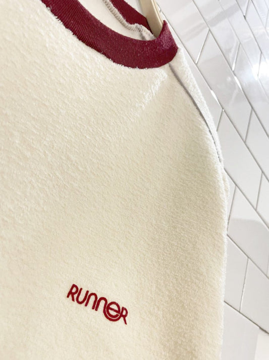 vintage 80s runner fuzzy terry knit cuff sweatshirt - good market thrift store