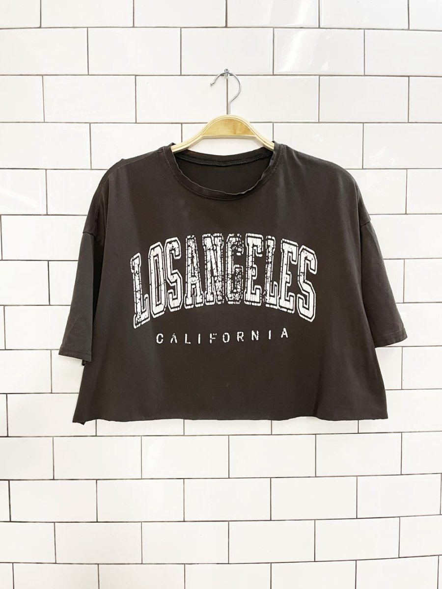distressed LA california crop tee - good market thrift store