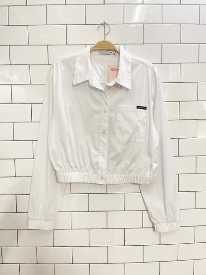 calvin klein poplin relaxed elastic hem shirt - good market thrift store
