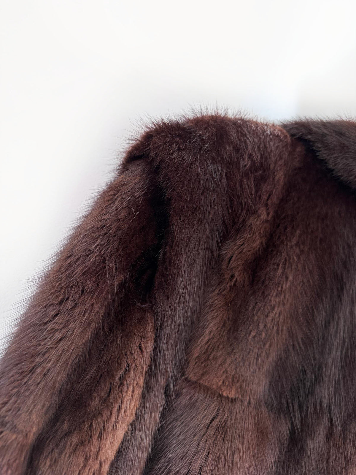 vintage 80s muskrat fur double breasted long coat
