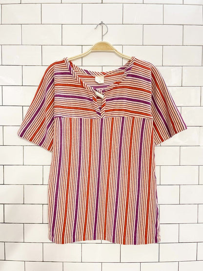 vintage 60s st michael velour striped short sleeve top - good market thrift store