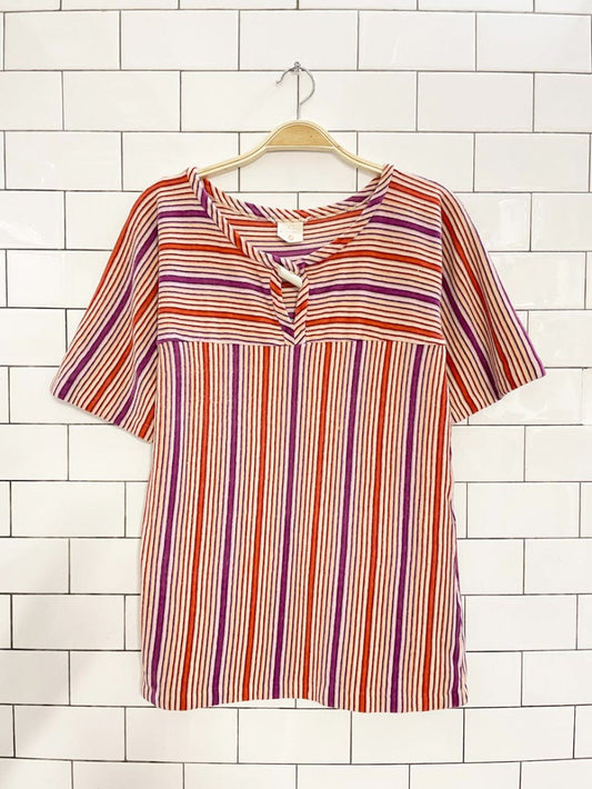vintage 60s st michael velour striped short sleeve top - good market thrift store