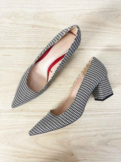 zara houndstooth low block heel - good market thrift store