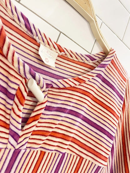 vintage 60s st michael velour striped short sleeve top - good market thrift store