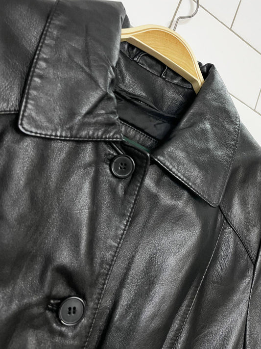 vintage 00s danier leather full button long jacket | removable liner
