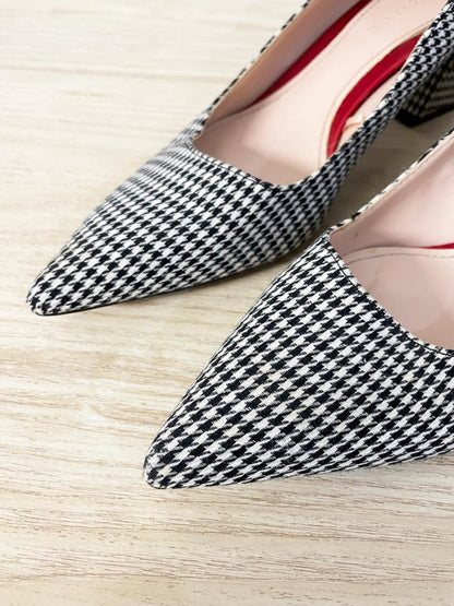 zara houndstooth low block heel - good market thrift store