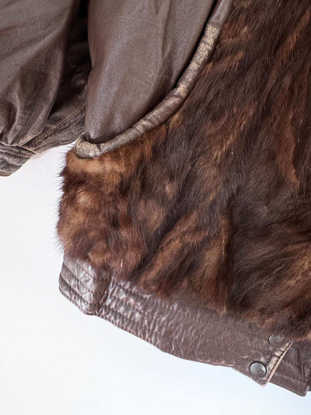 vintage 80s angelo litrico mink fur + leather batwing bomber jacket