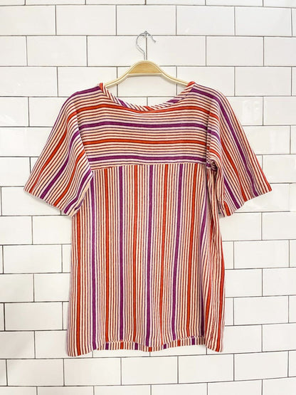 vintage 60s st michael velour striped short sleeve top - good market thrift store