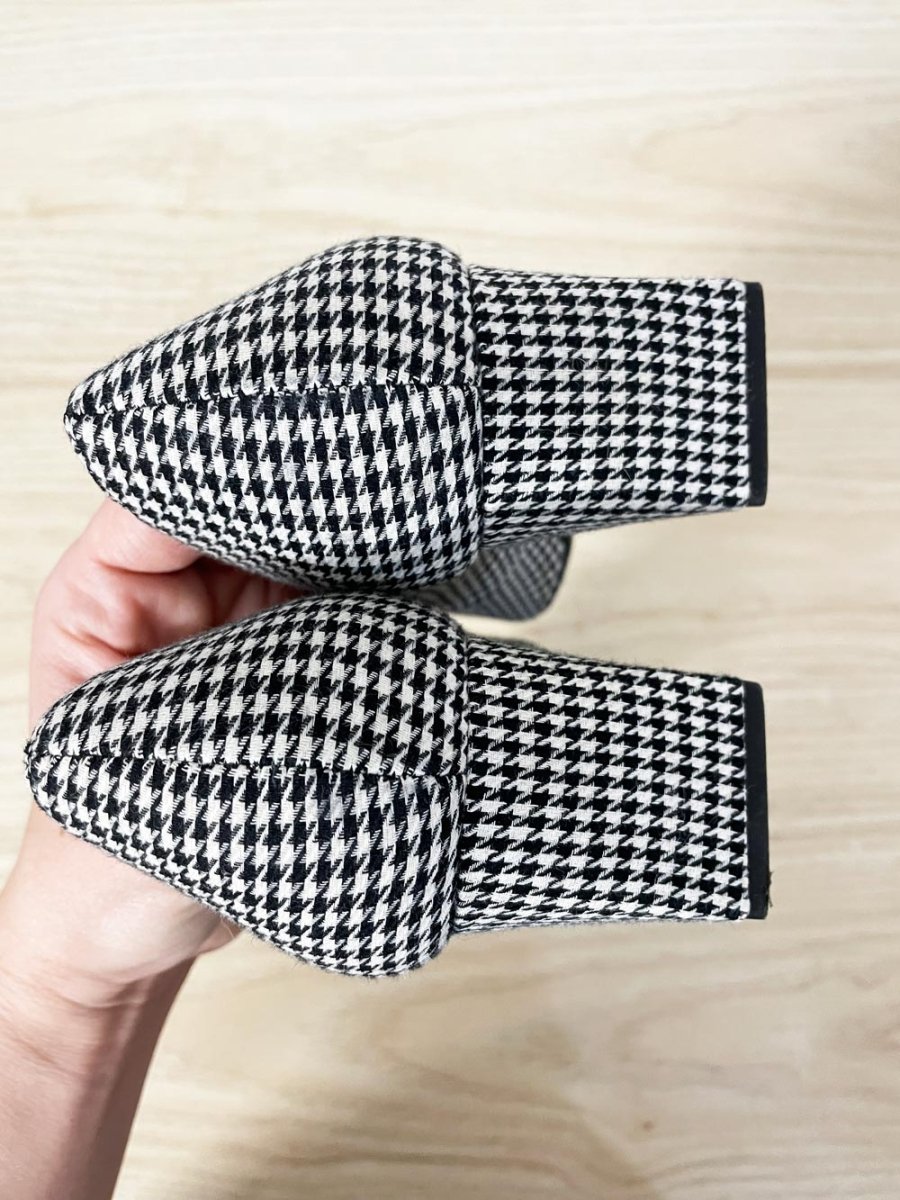 zara houndstooth low block heel - good market thrift store