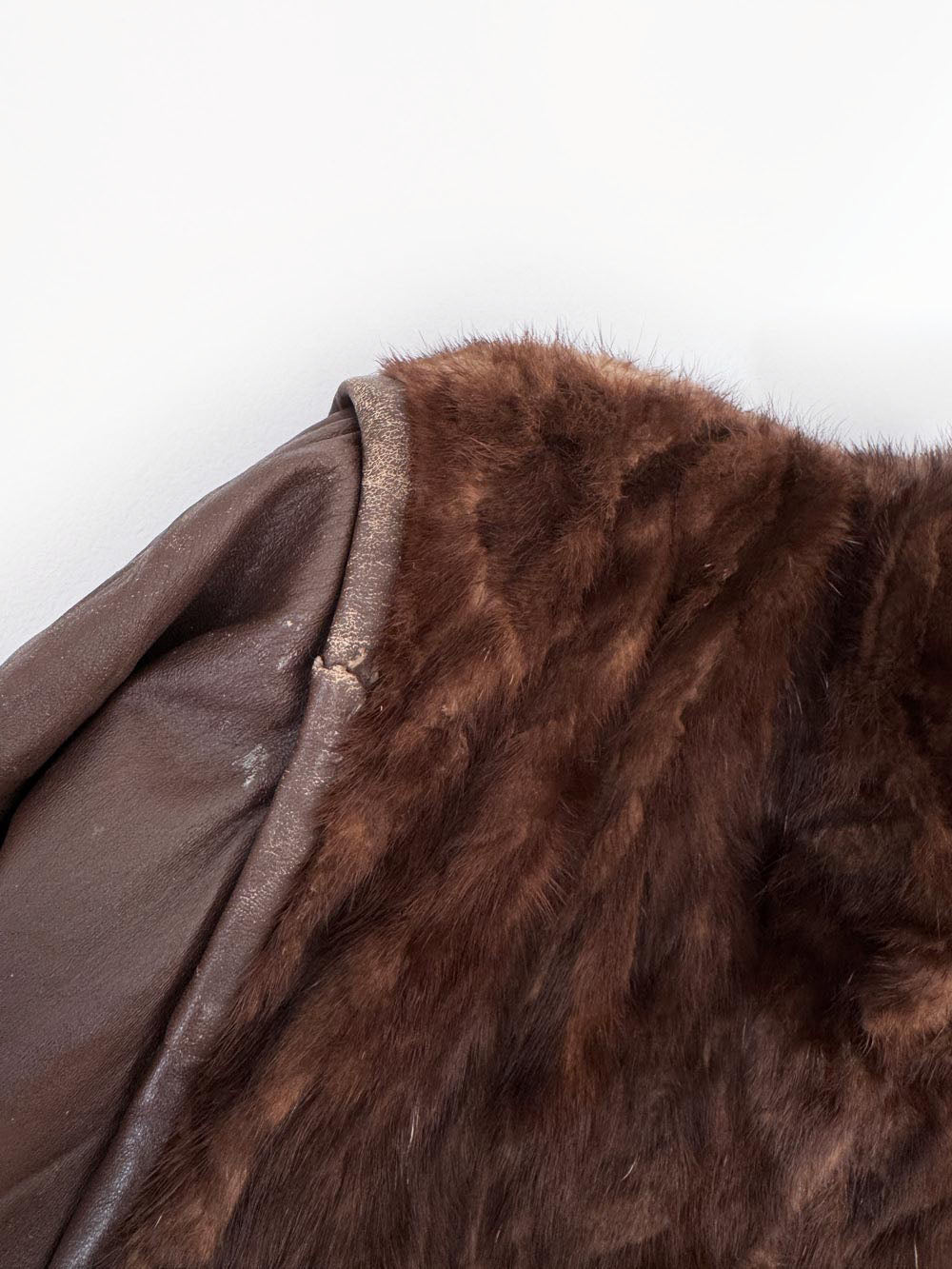 vintage 80s angelo litrico mink fur + leather batwing bomber jacket