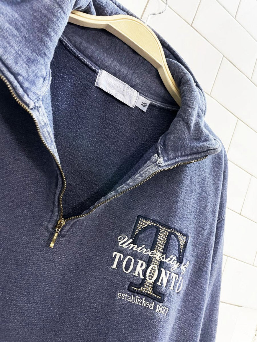 vintage 90s university of toronto 1/4 zip cottage sweatshirt | campus crew non - fiction - good market thrift store