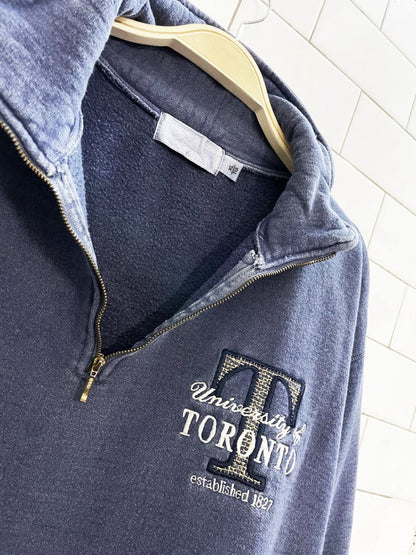 vintage 90s university of toronto 1/4 zip cottage sweatshirt | campus crew non - fiction - good market thrift store