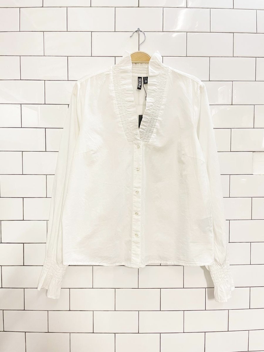 nwt pieces sunny smocked trim long sleeve shirt - good market thrift store