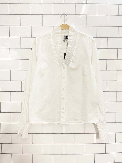 nwt pieces sunny smocked trim long sleeve shirt - good market thrift store