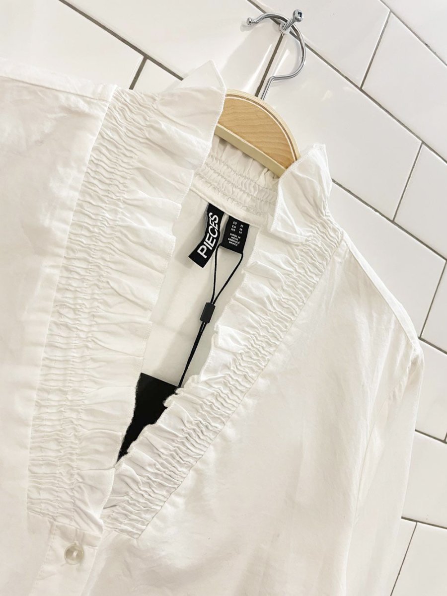 nwt pieces sunny smocked trim long sleeve shirt - good market thrift store