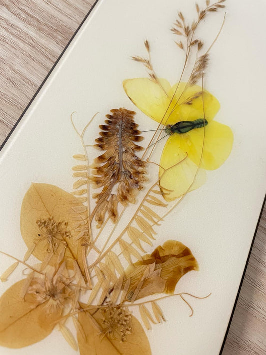 vintage 80s henni original pressed flower art