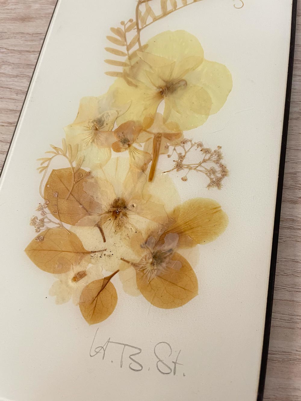 vintage 80s henni original pressed flower art