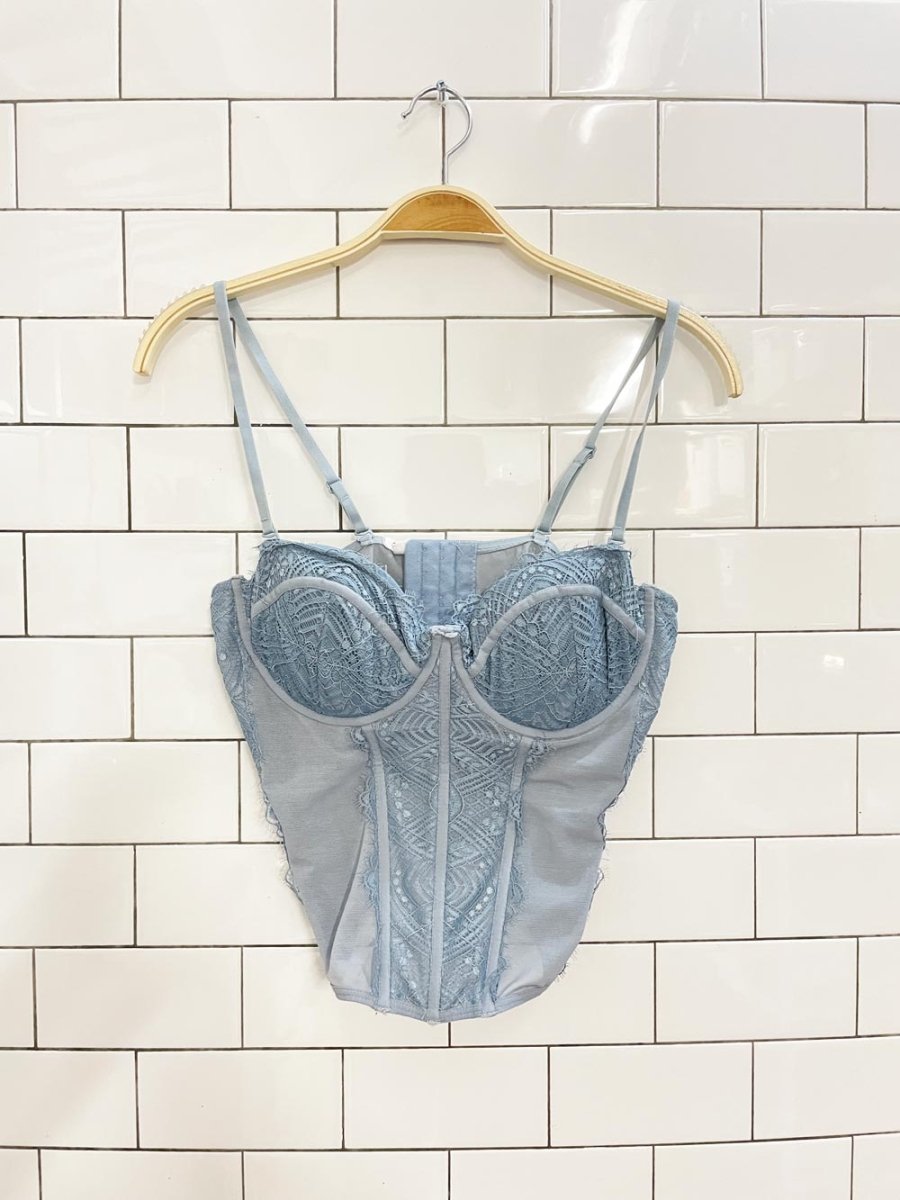 garage dusty sky lace bustier corset - good market thrift store