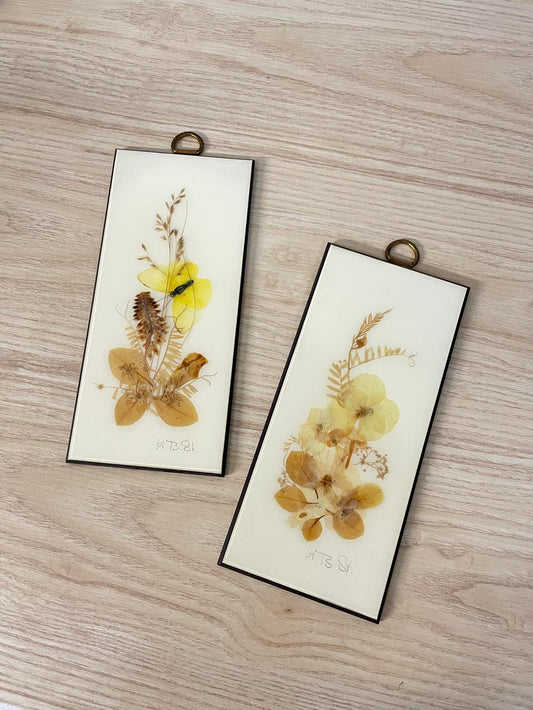 vintage 80s henni original pressed flower art