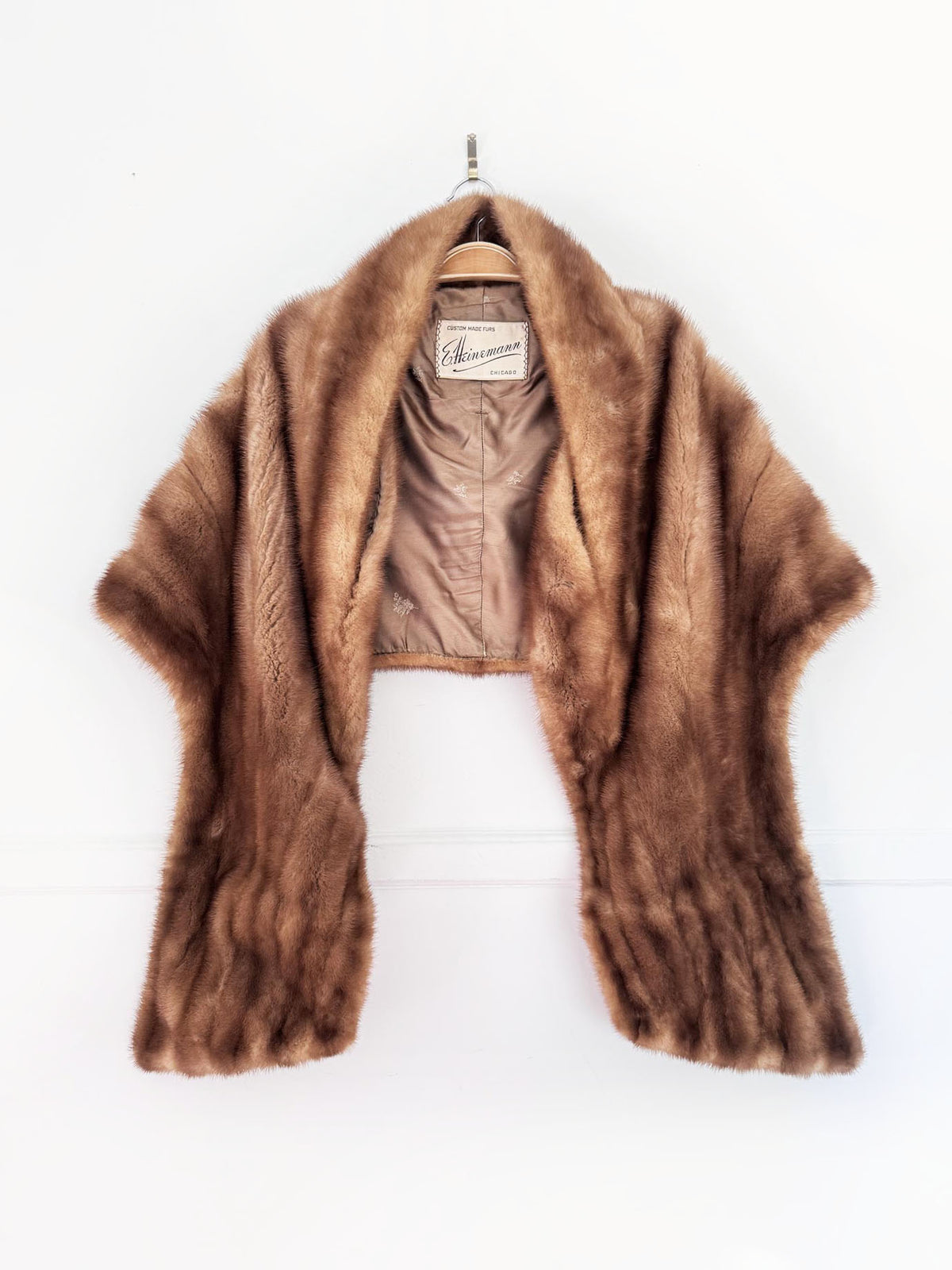 vintage 50s e. heinemann mink fur stole cape