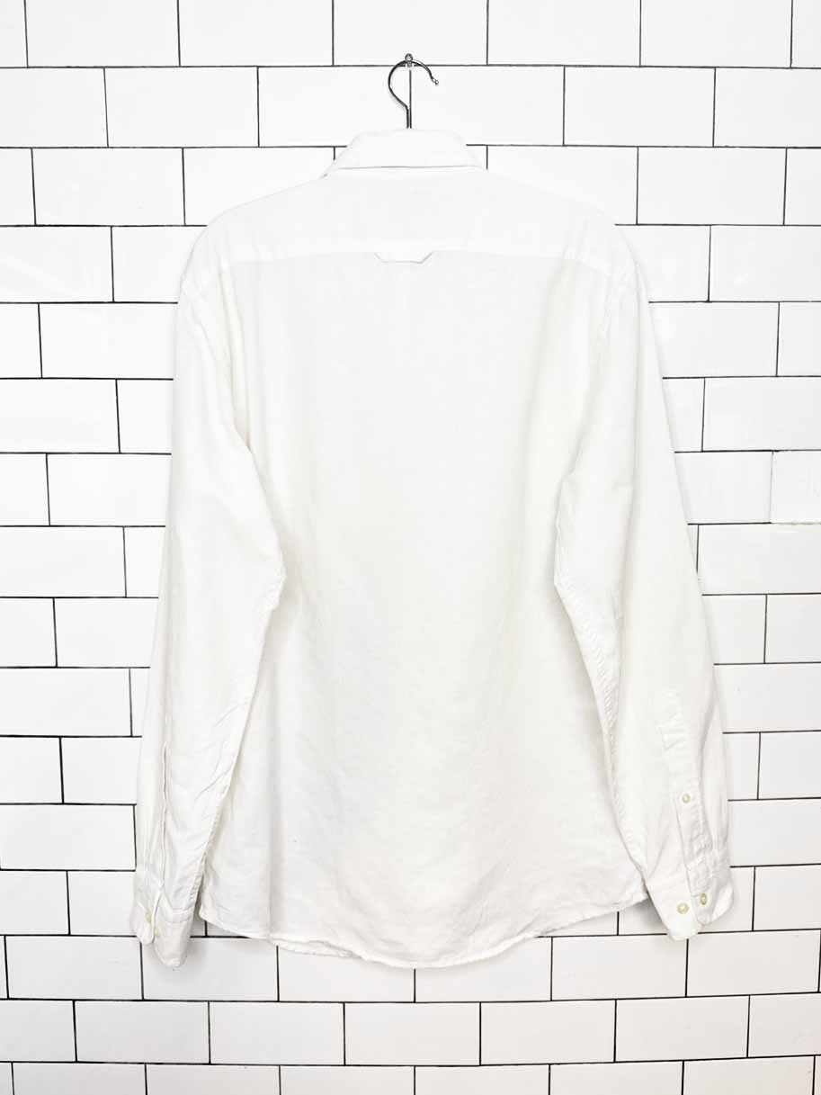 banana republic linen-blend full button shirt